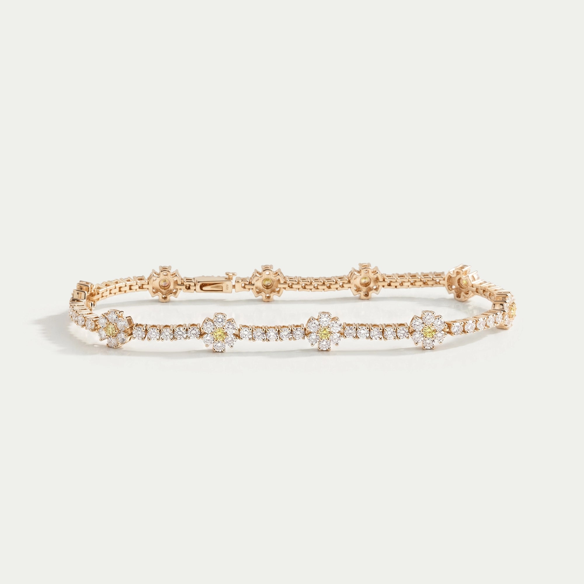 Round Cut Lab Grown Diamond Daisy Flower Bracelet