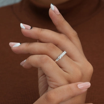 Round Cut Lab Grown Diamond Half Wedding Band