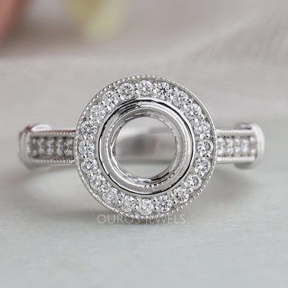 Semi Mount Halo Diamond Engagement Ring Ring