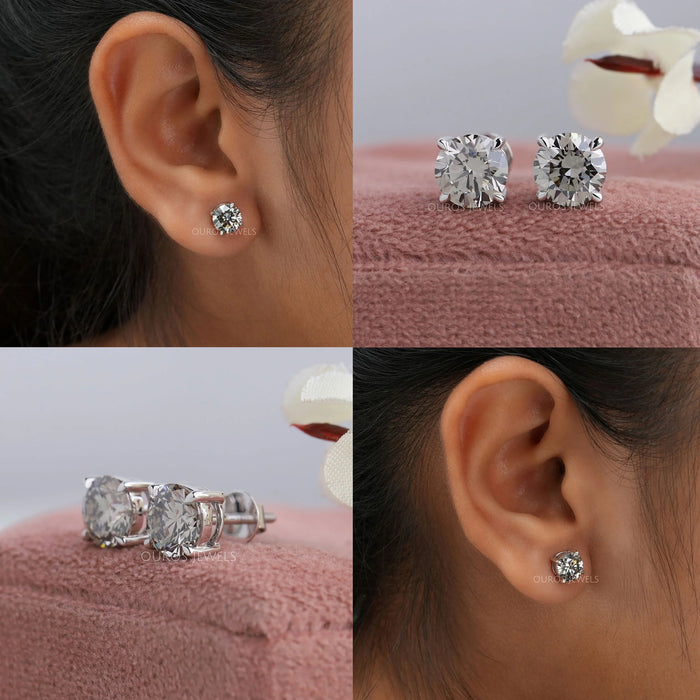 Round Cut Lab Grown Diamond Stud Earrings