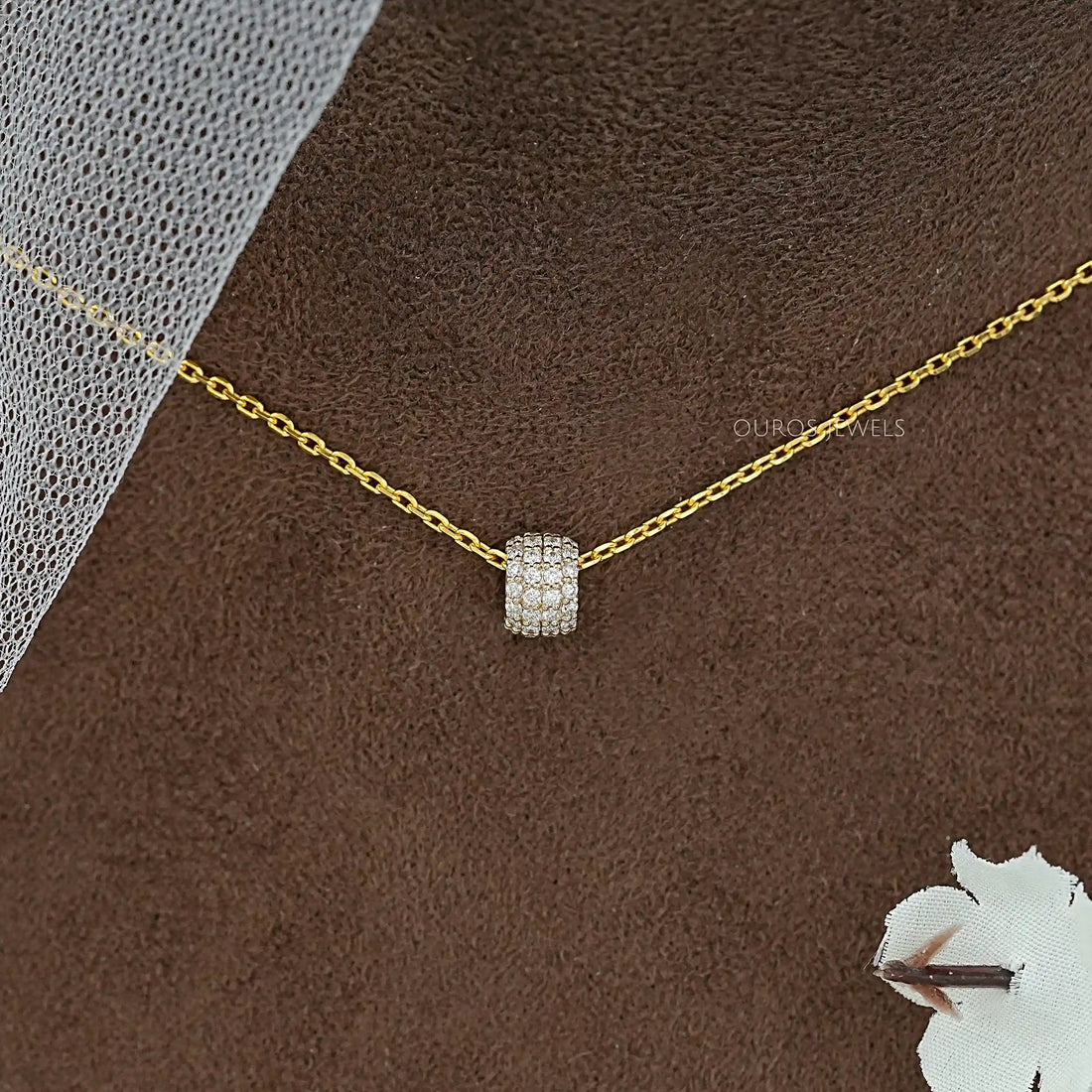 Round Lab Diamond Barrel Pendant Necklaces