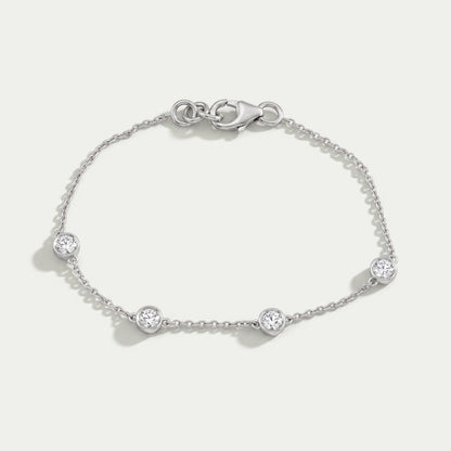 Round Diamond Bezel Set Chain Bracelet Bracelet