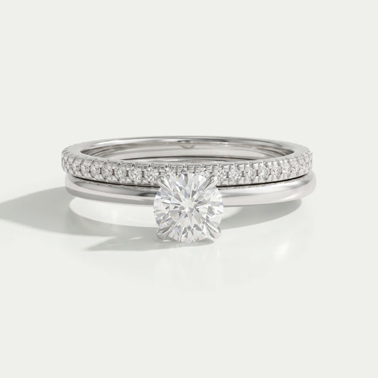 Round Cut Lab Grown Diamond Bridal Ring Set
