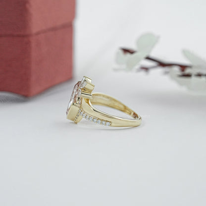 Fancy Vivid Pink Marquise Diamond Accent Bypass Ring Ring