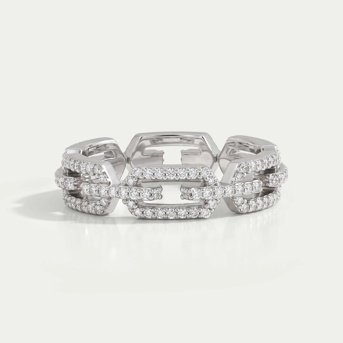 Round Cut Lab Diamond Chain Link Wedding Ring Rings