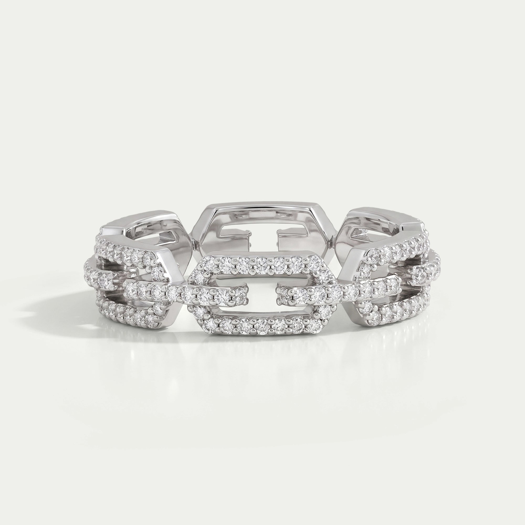 Round Cut Lab Diamond Chain Link Wedding Ring Rings