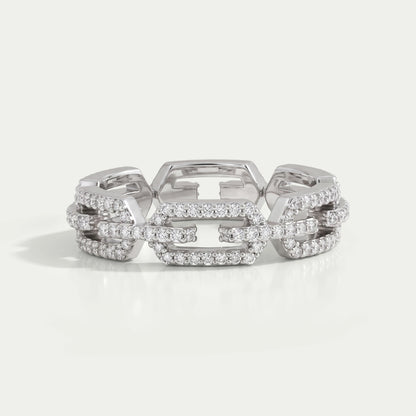 Round Cut Lab Diamond Chain Link Wedding Ring Rings