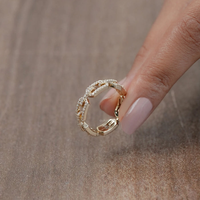 Lab Grown Diamond Chain Link Ring With Round Cut