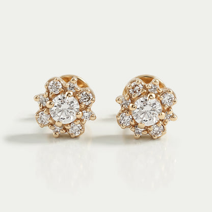 Round Lab Grown Cluster Diamond Studs Earring