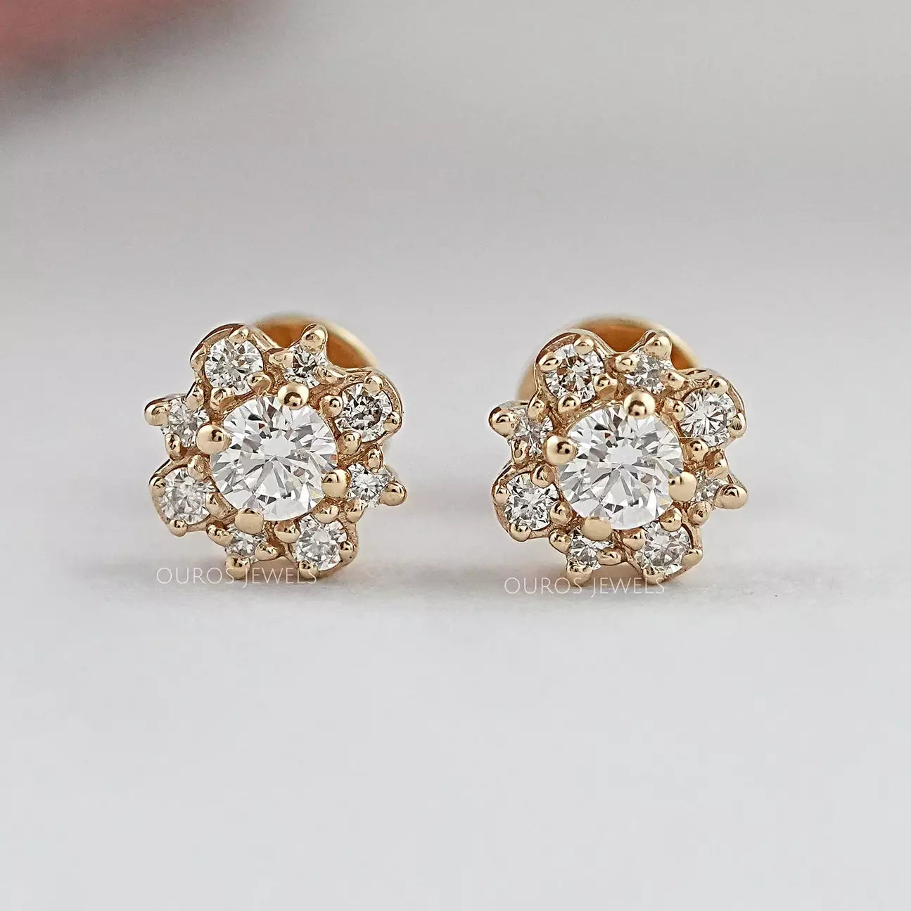 Round Lab Grown Cluster Diamond Studs Earring