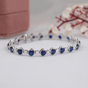 Sapphire Cushion Cut  Lab Grown Gemstone Bracelet