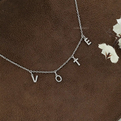 Customize VOTE Letter Round Cut Pendant