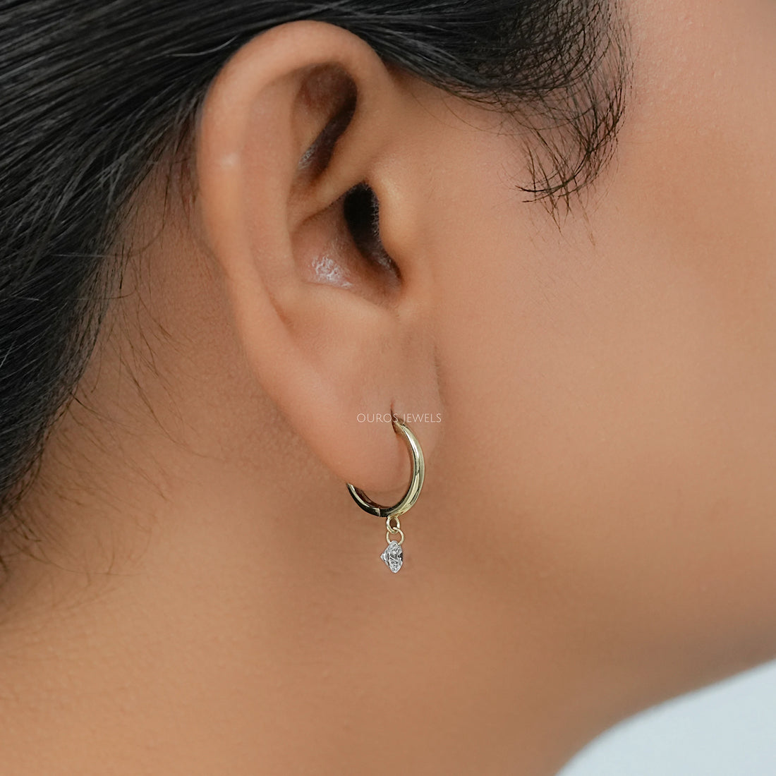 Round Lab Diamond Dangle Hoop Earrings Earring