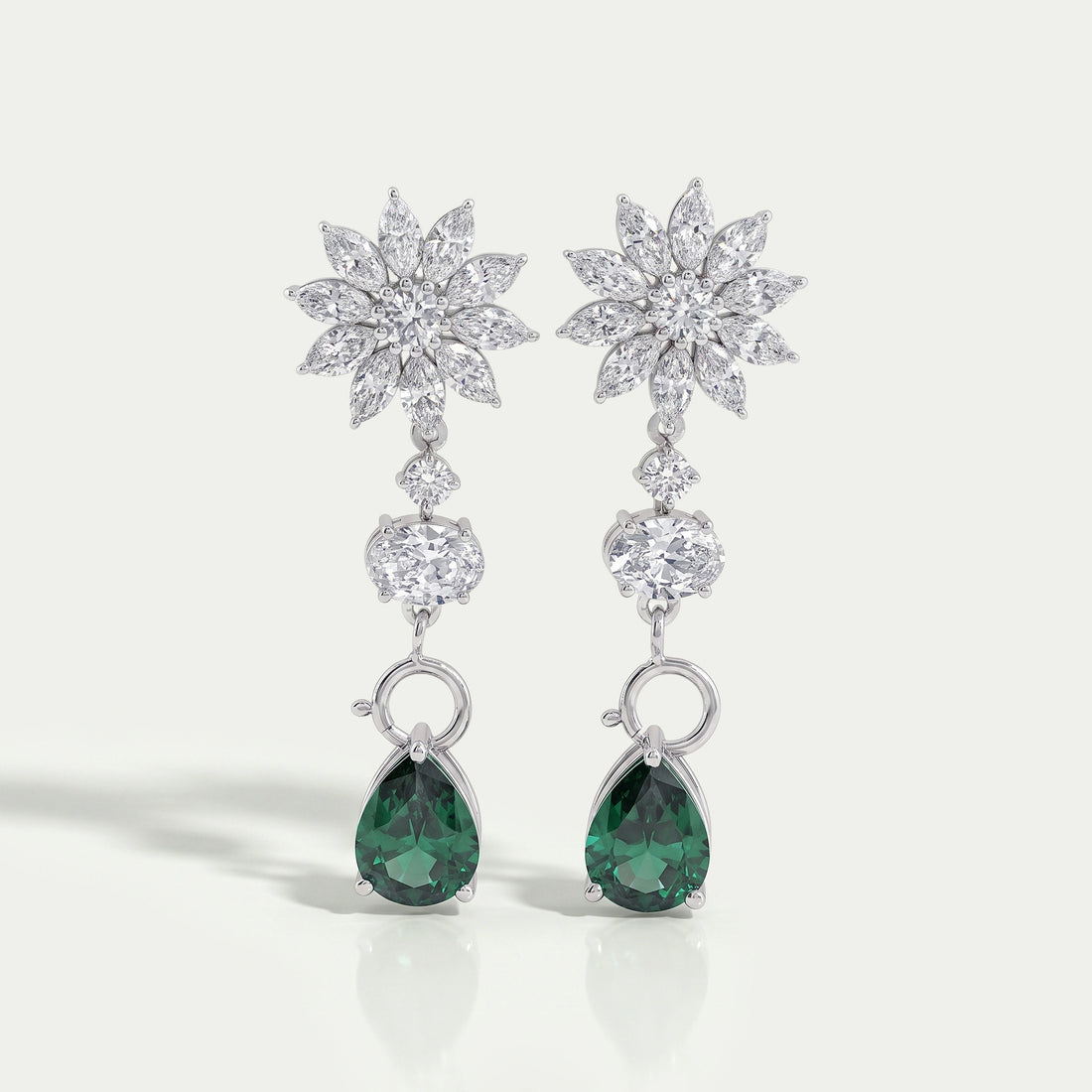 Drop Earring With Pear And Marquise Shape Diamond Earrings