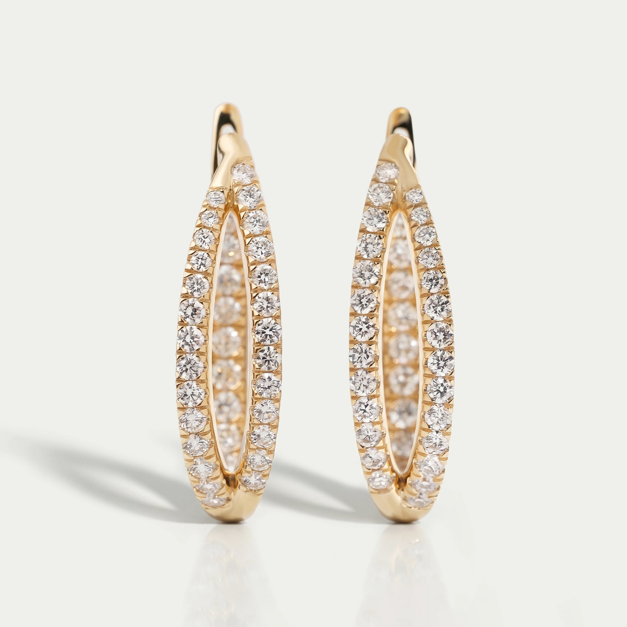 Round Cut Pave Set Duo Diamond Hoop Earrings Earring
