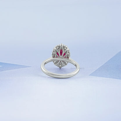 Oval Gemstone Halo Engagement Ring Ring
