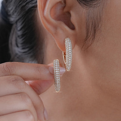 Round Lab Diamond Pave Set Hoop Earrings Earrings