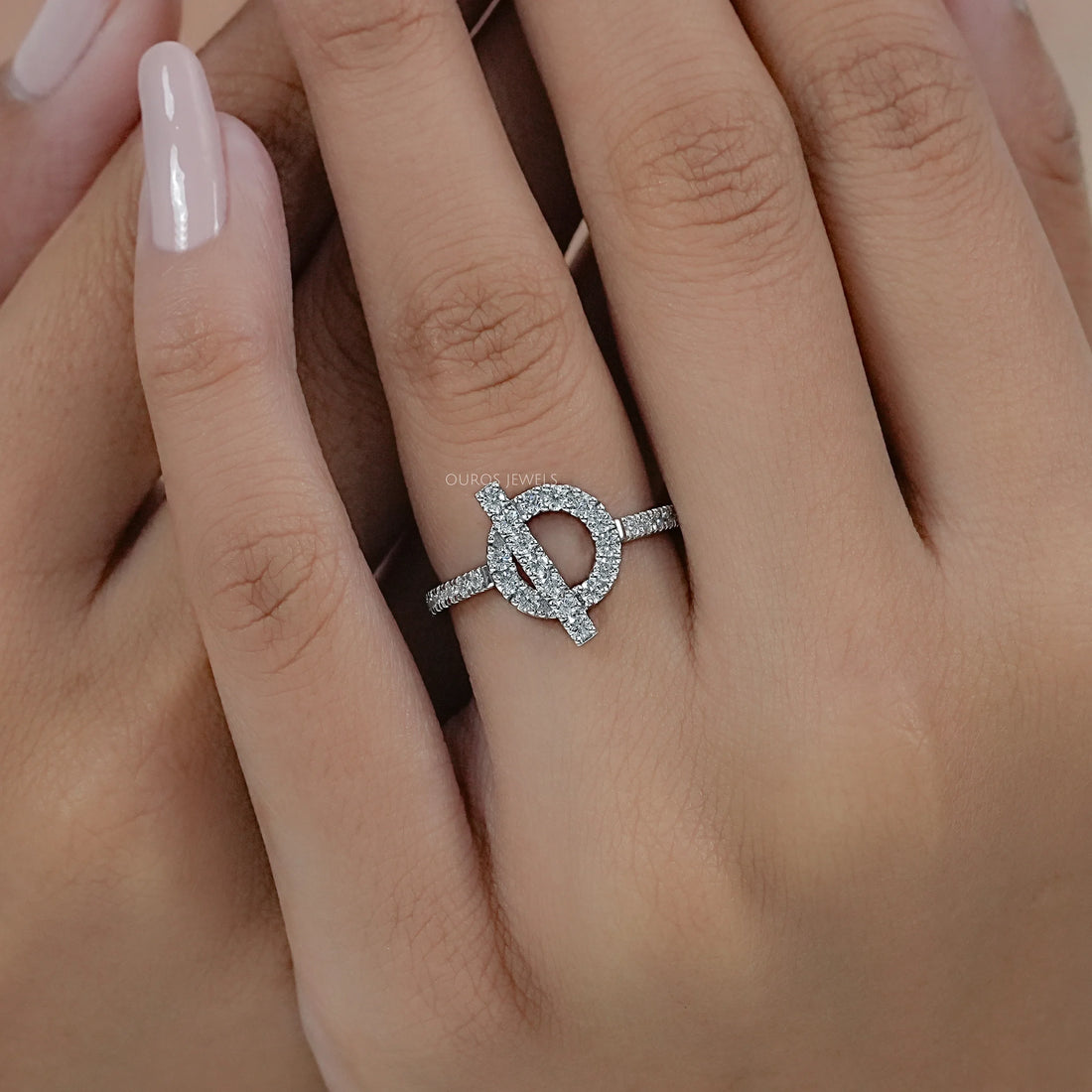 Open Circle Round Diamond Loop Engagement Ring Ring