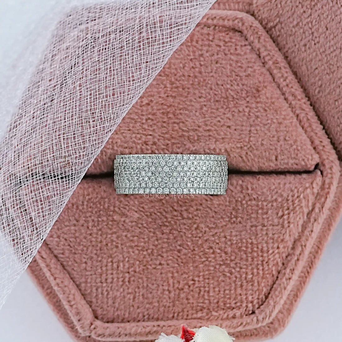 Round Diamond Pave Set Eternity Men's Wedding Band Ring