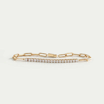 Round Cut Lab Grown Diamond Link Bar Bracelet Bracelet