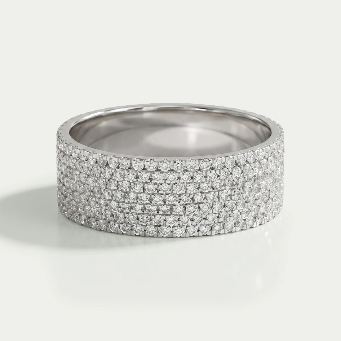 Round Diamond Pave Set Eternity Men's Wedding Band Ring