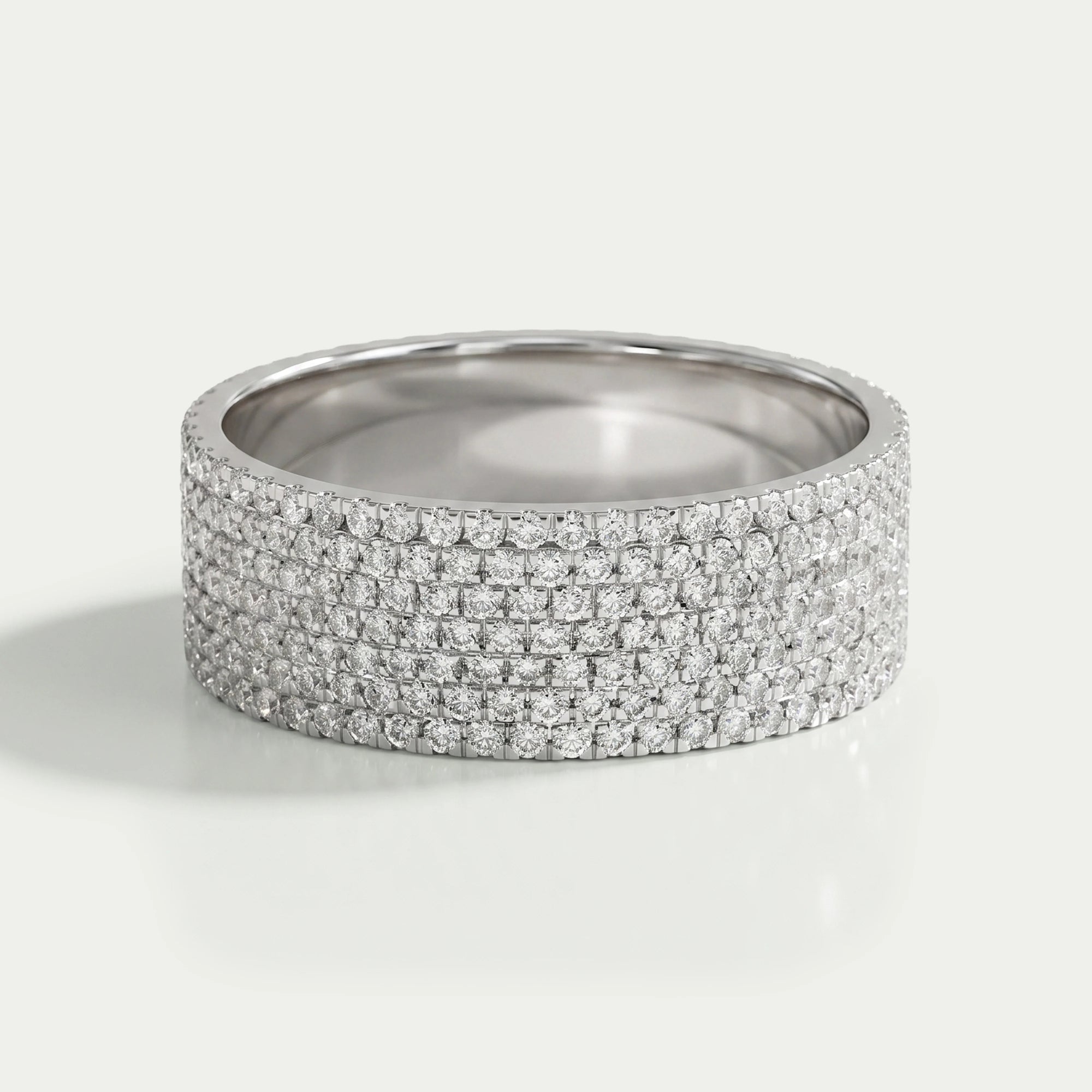 Round Diamond Pave Set Eternity Men's Wedding Band Ring