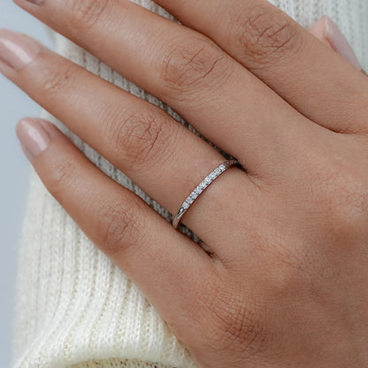Round Lab Diamond Pave Set Wedding Band Rings