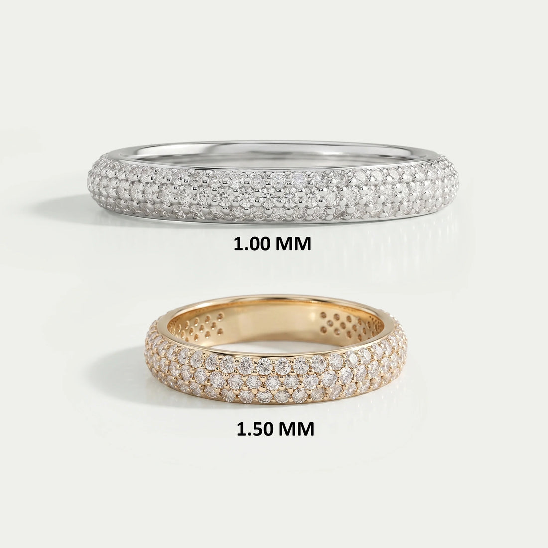Round Cut Lab Diamond Pave Set Wedding Ring