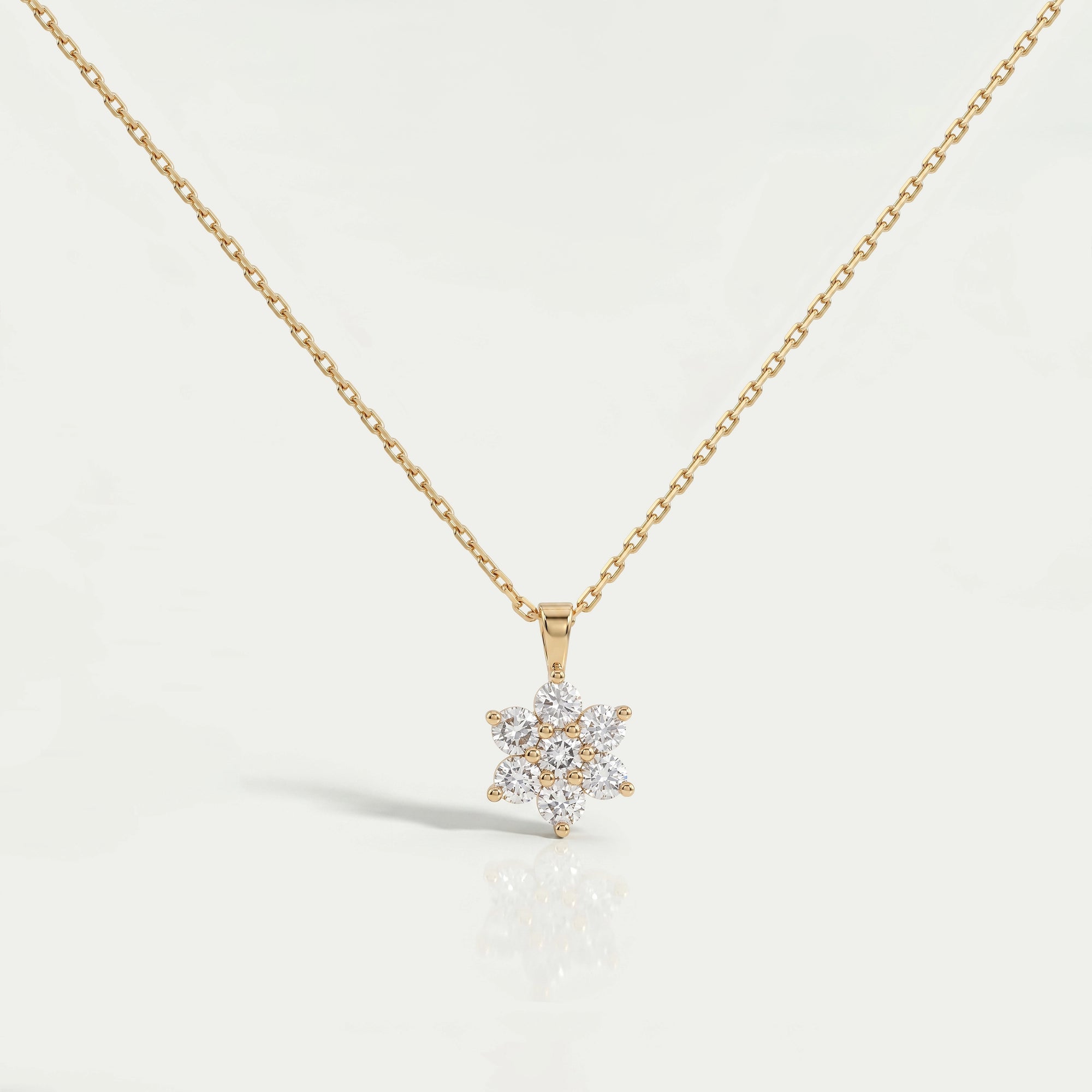 Floral Shape Round Lab Diamond Pendant Necklaces