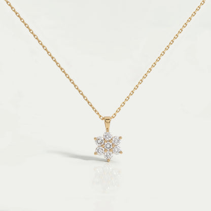 Floral Shape Round Lab Diamond Pendant Necklaces