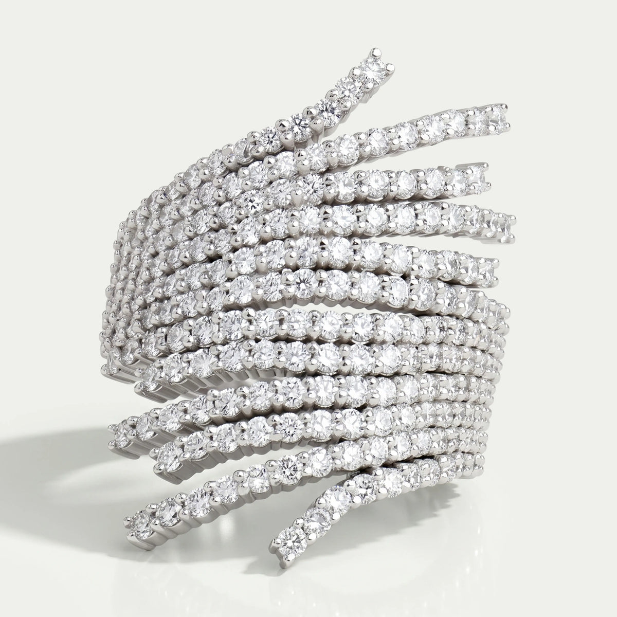 Round Cut Row Bypass Engagement Ring