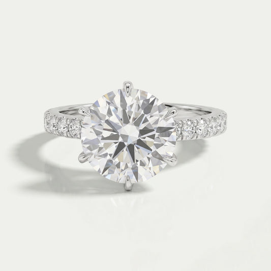 Six Prong Round Lab Grown Diamond Solitaire Ring Rings