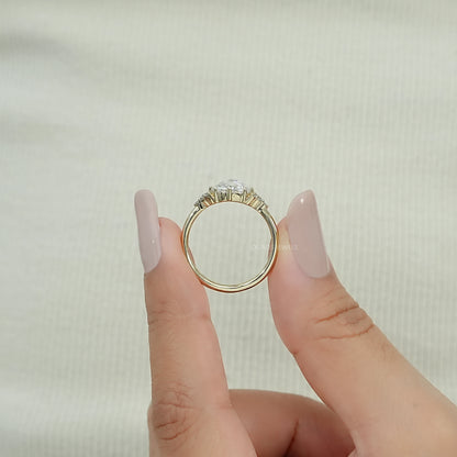 Rose Cut Round Diamond Solitaire Accent Ring Ring