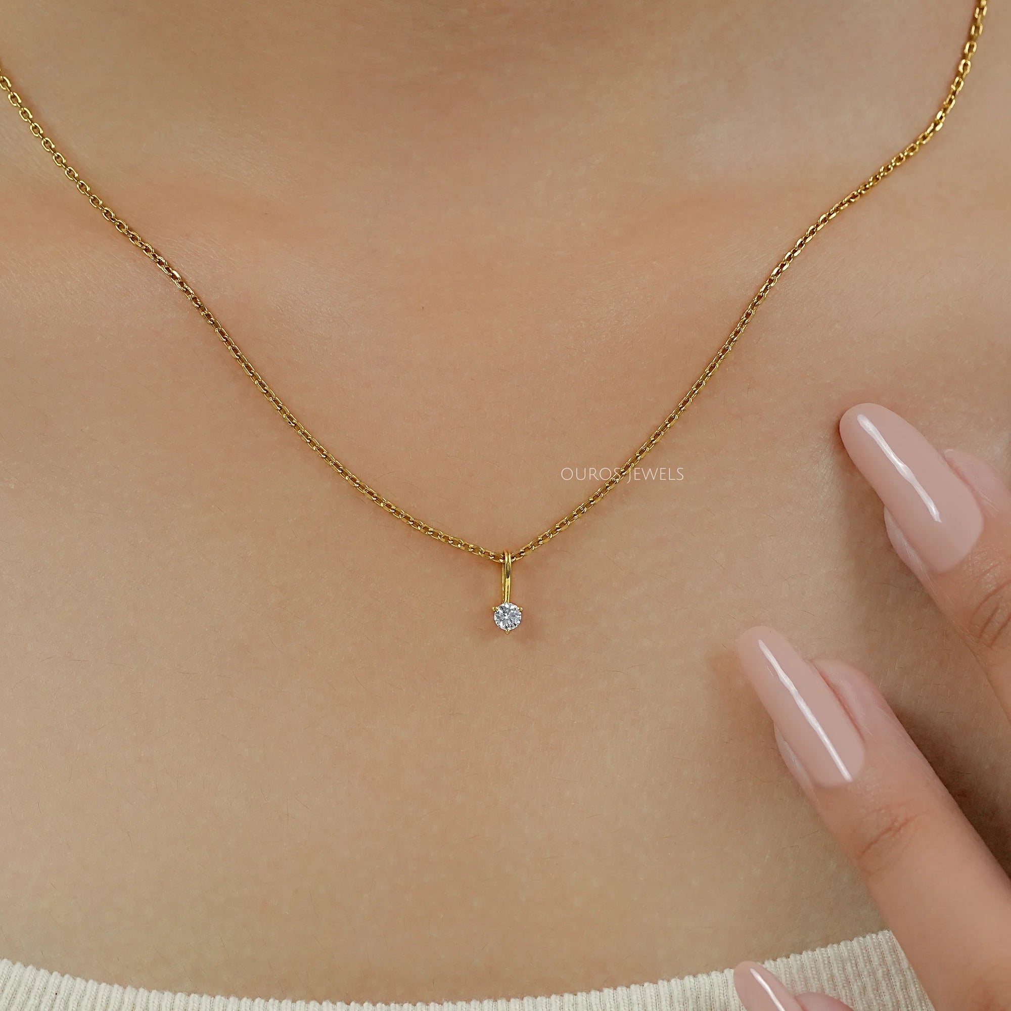 Lab Grown Round Diamond Solitaire Pendant Necklaces