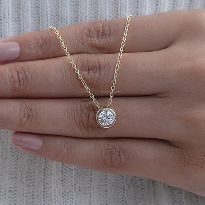 Bezel-Set Round Diamond Solitaire Pendant Necklaces