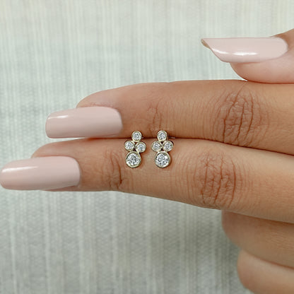 Round Diamond Bezel Set Stud Earrings Earring