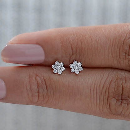 Pink & Blue Round Diamond Floral Earring EF Earring