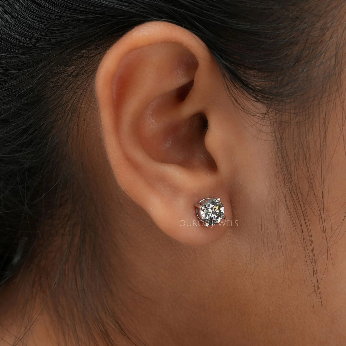 Olive Round Cut Lab Diamond Stud Earrings Earring