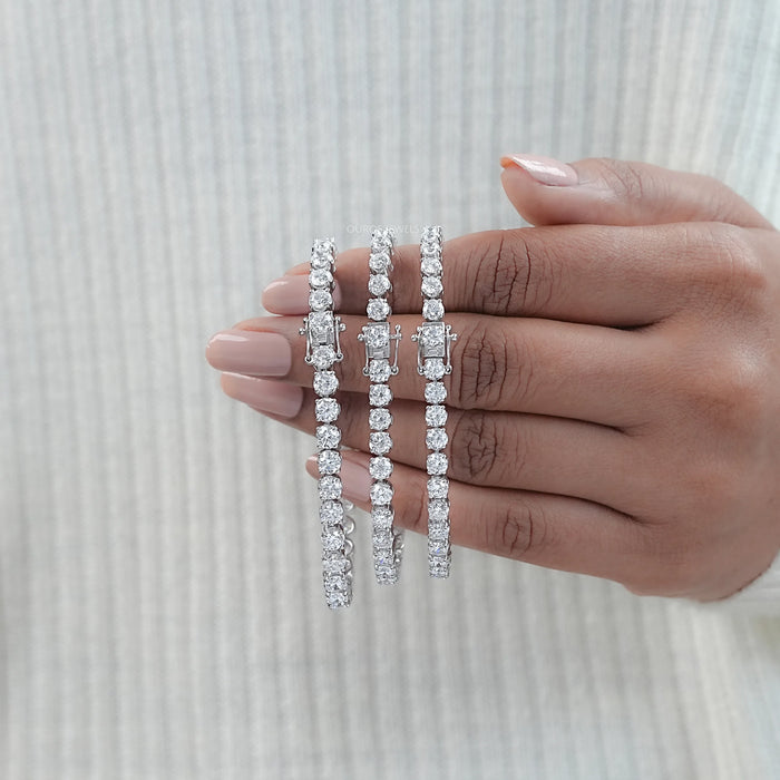 Round Shape Lab Grown Diamond Bracelet with 8.00 | 9.00 | 10.00 TCW