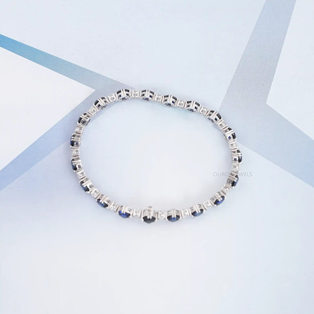 Sapphire Cushion Cut Lab Grown Gemstone Bracelet Bracelet
