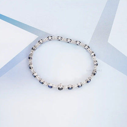 Sapphire Cushion Cut Lab Grown Gemstone Bracelet Bracelet