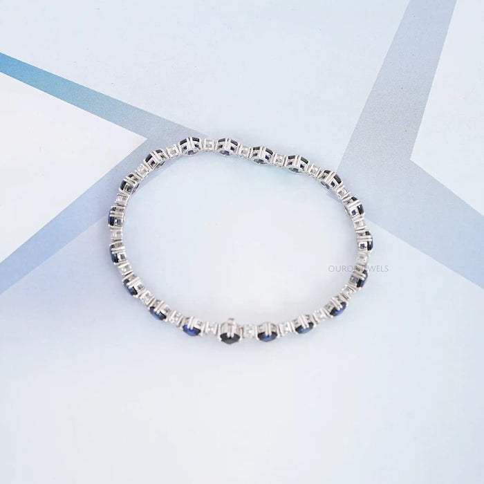 Sapphire Cushion Cut  Lab Grown Gemstone Bracelet