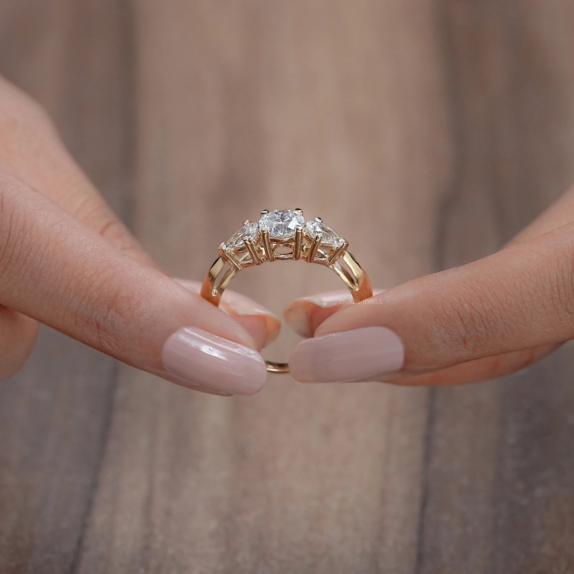 3 Stone Round Cut Lab Diamond Engagement Ring Rings