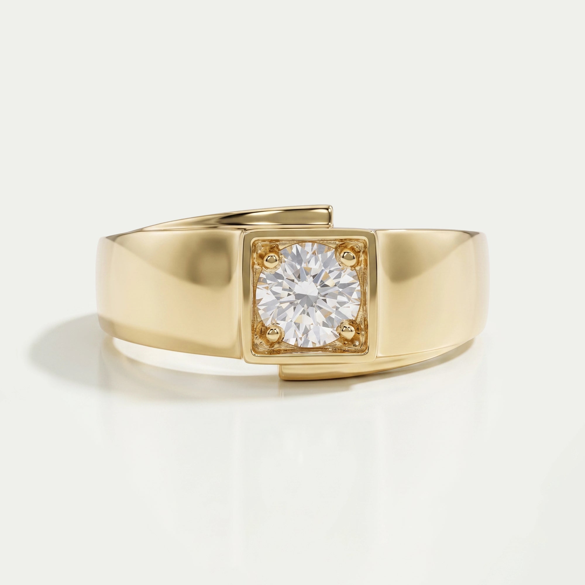 Round Cut Lab Grown Diamond Solitaire Wedding Men's Ring