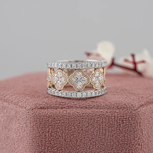 Round Diamond Clover Leaf Band