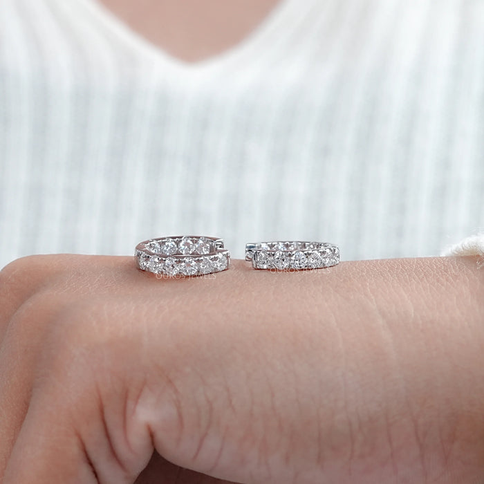 Inside Out Round Diamond Hoop Earrings