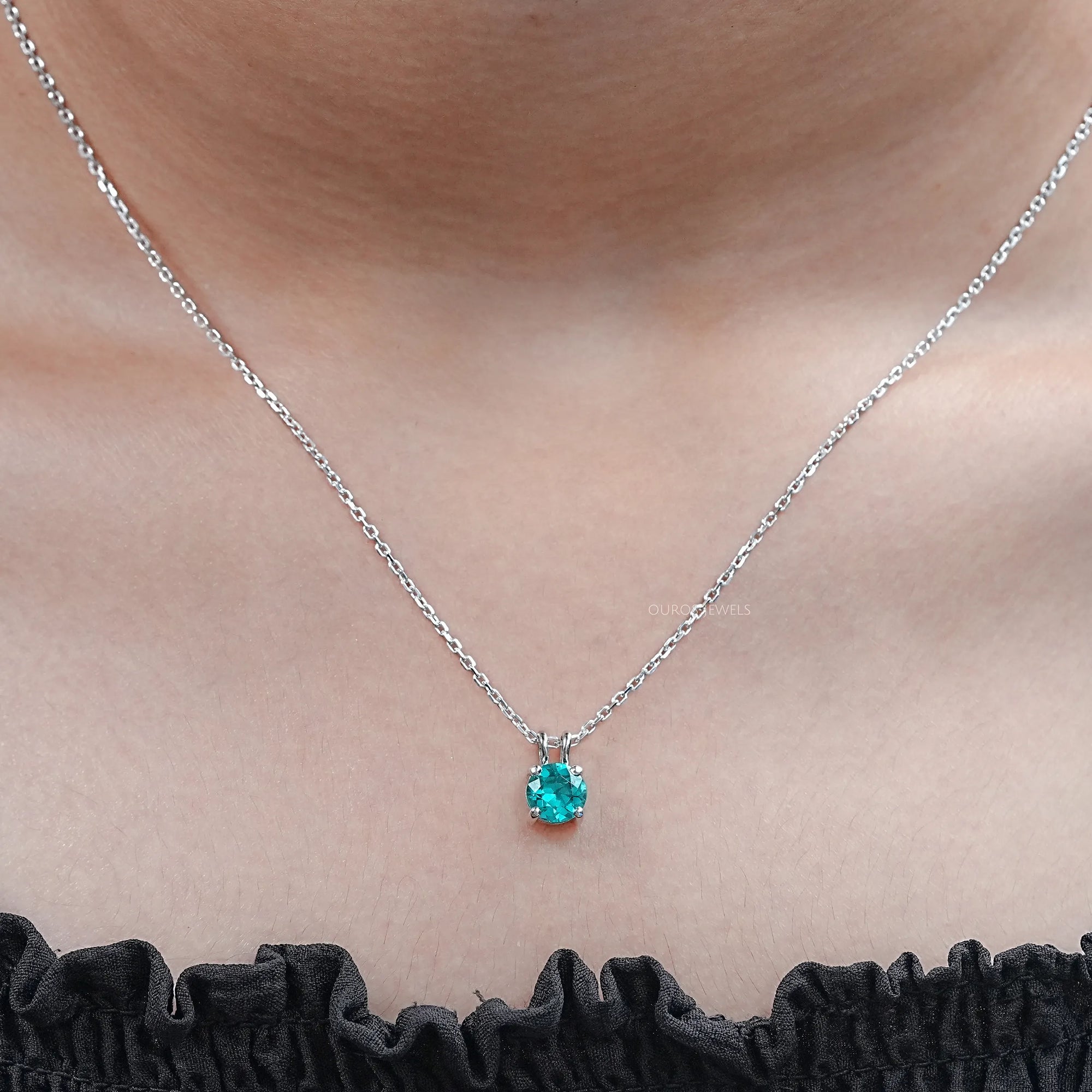 Round Cut Solitaire Gemstone Pendant