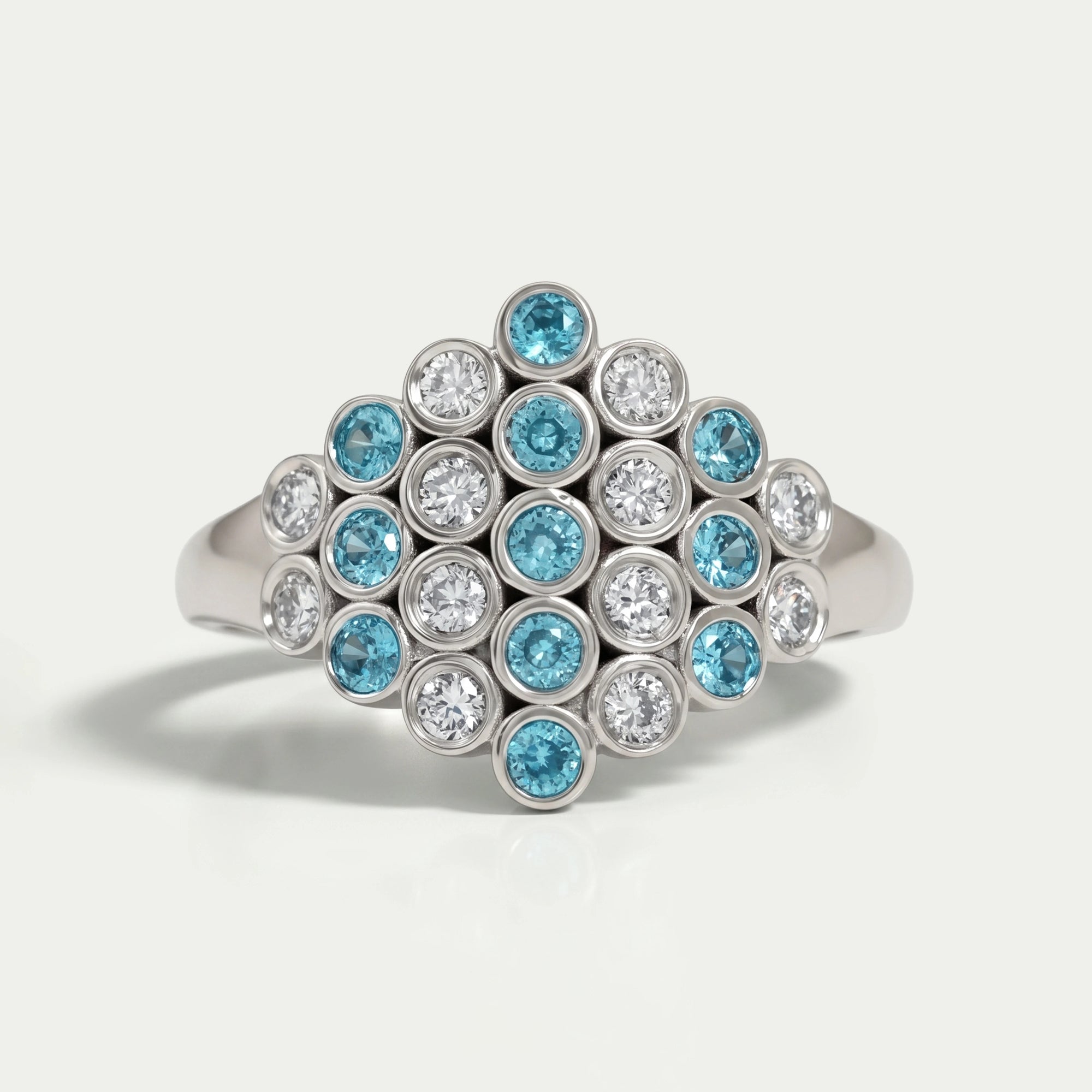 Round Cut Paraiba Lab Gemstone Bezel Set Wedding Ring Ring