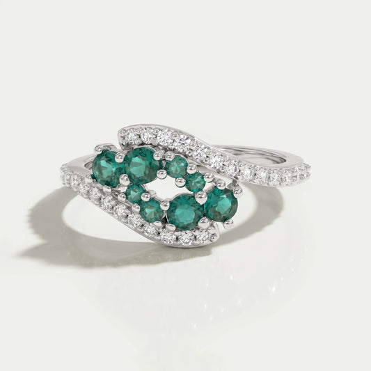 Emerald Cluster And Round Bypass Ring