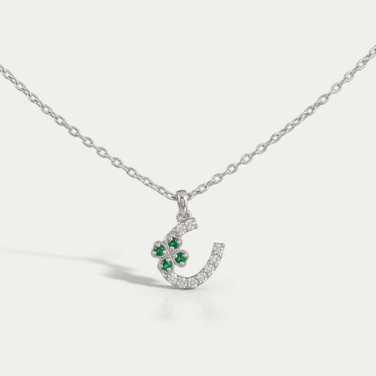 Round Green Gemstone Leaf Charm Pendant Necklaces